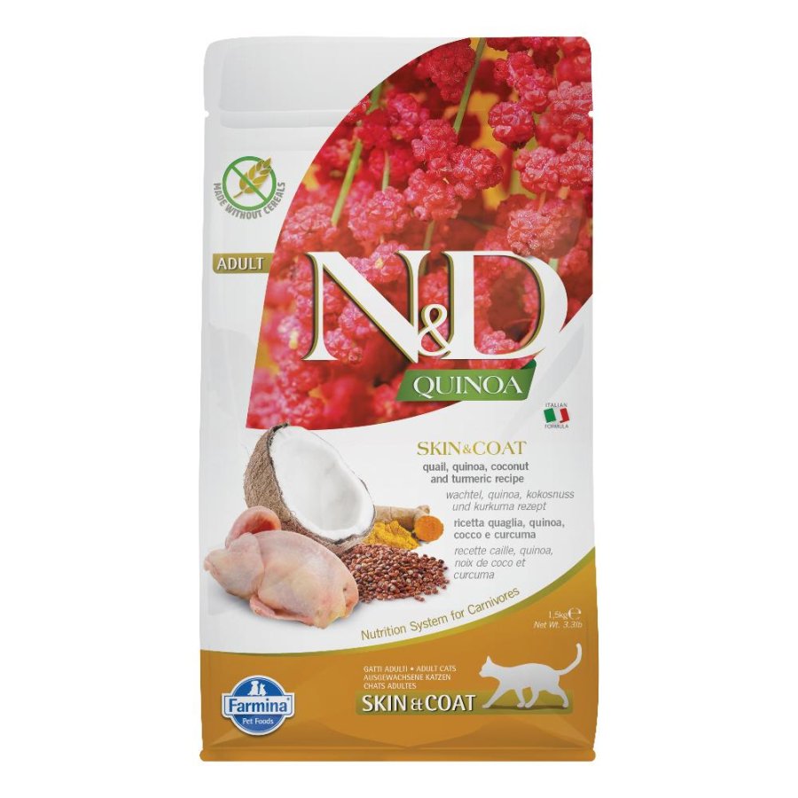 FARMINA N&D QUINOA GATTO SKIN & COAT ADULT QUAGLIA 1,5KG