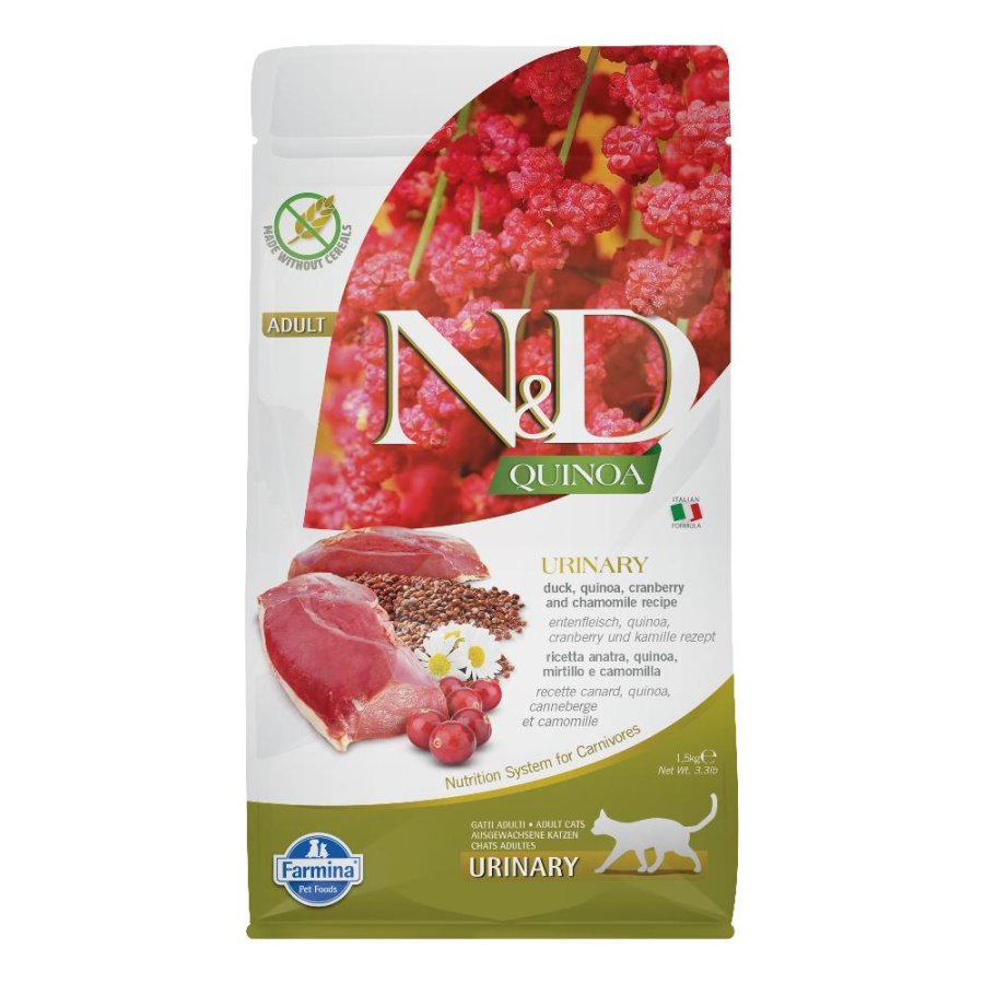 FARMINA N&D QUINOA GATTO URINARY ADULT ANATRA MIRTILLO CAMOMILLA 1,5KG