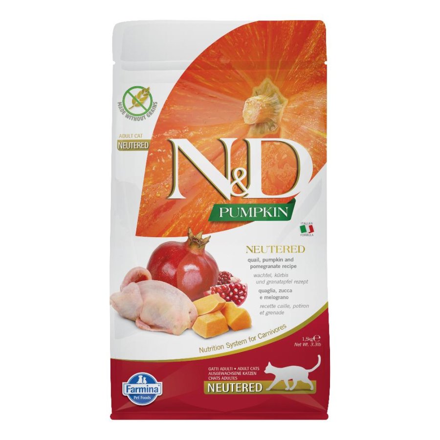 FARMINA N&D PUMPKIN GATTO NEUTERED ADULT QUAGLIA ZUCCA MELOGRANO 1,5KG