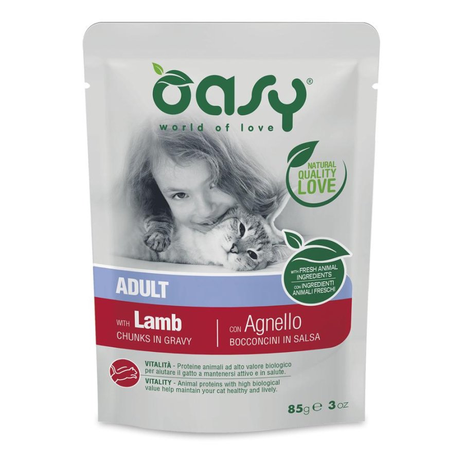 OASY GATTO ADULT BOCCONCINI IN SALSA AGNELLO 85GR (bustina)