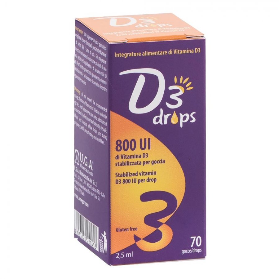 D3 Drops 800 UI Gocce 2,5ml - Integratore di Vitamina D3 - 800 Unità Internazionali - Supporto per la Salute Ossea