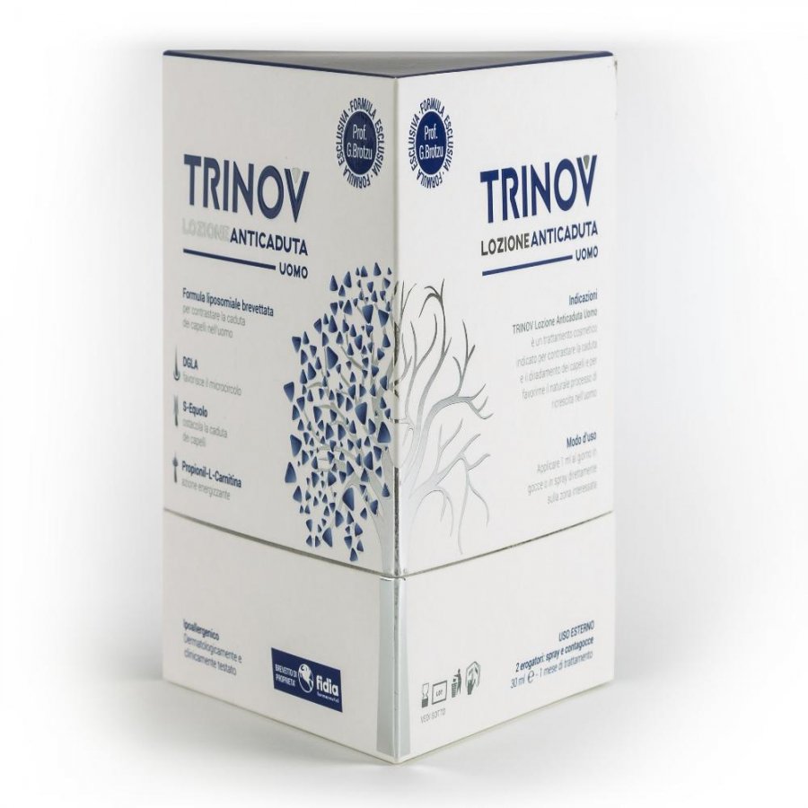 Trinov - Lozione Anti-Caduta Uomo 30ml, Trattamento per la Crescita dei Capelli