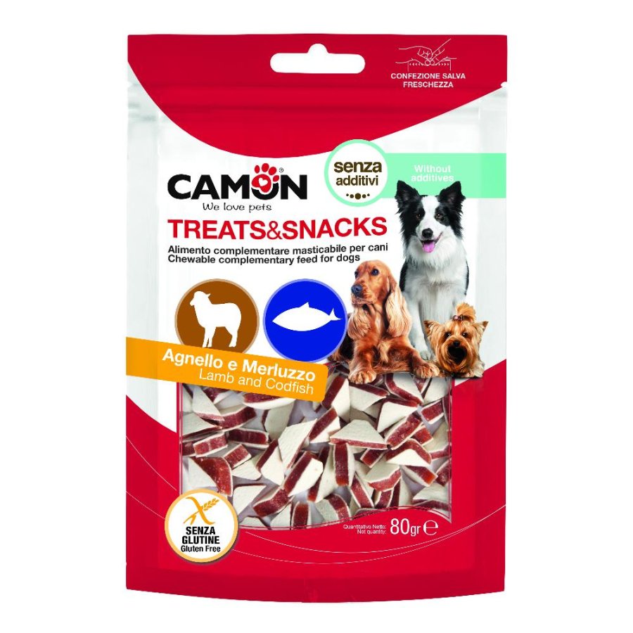CAMON CANE SNACK TREATS BOCCONCINI AGNELLO MERLUZZO 80GR