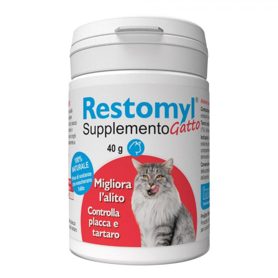 Restomyl Supplemento Gatto 40g - Integratore per la Salute Orale e Immunitaria del Tuo Gatto
