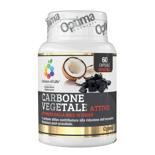 Colours Of Life - Carbone Vegetale Attivo 60 Capsule - Integratore per la Detox e la Digestione