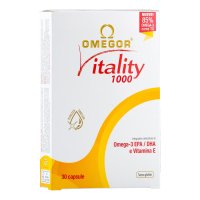 Omegor Vitality 1000 - Integratore di Omega-3 ad Alta Concentrazione - 30 Capsule - Supporto per l'Energia e la Salute Cardiovascolare