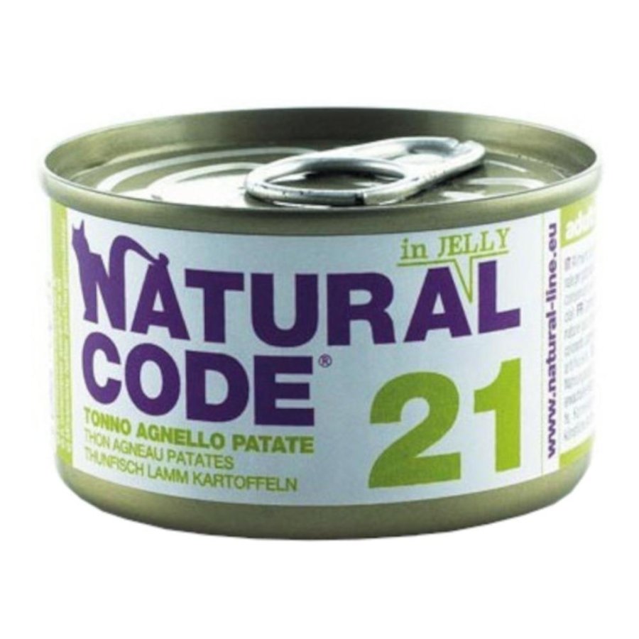 NATURAL CODE GATTO 21 JELLY TONNO AGNELLO PATATE 85GR (lattina)