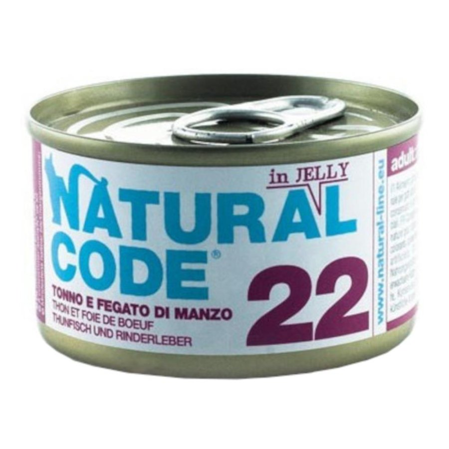 NATURAL CODE GATTO 22 JELLY TONNO FEGATO MANZO 85GR (lattina)