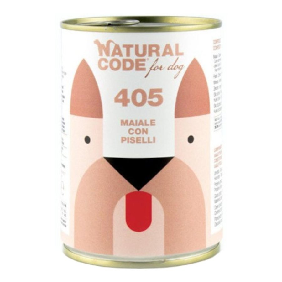 NATURAL CODE CANE 405 MAIALE PISELLI 400GR (lattina)