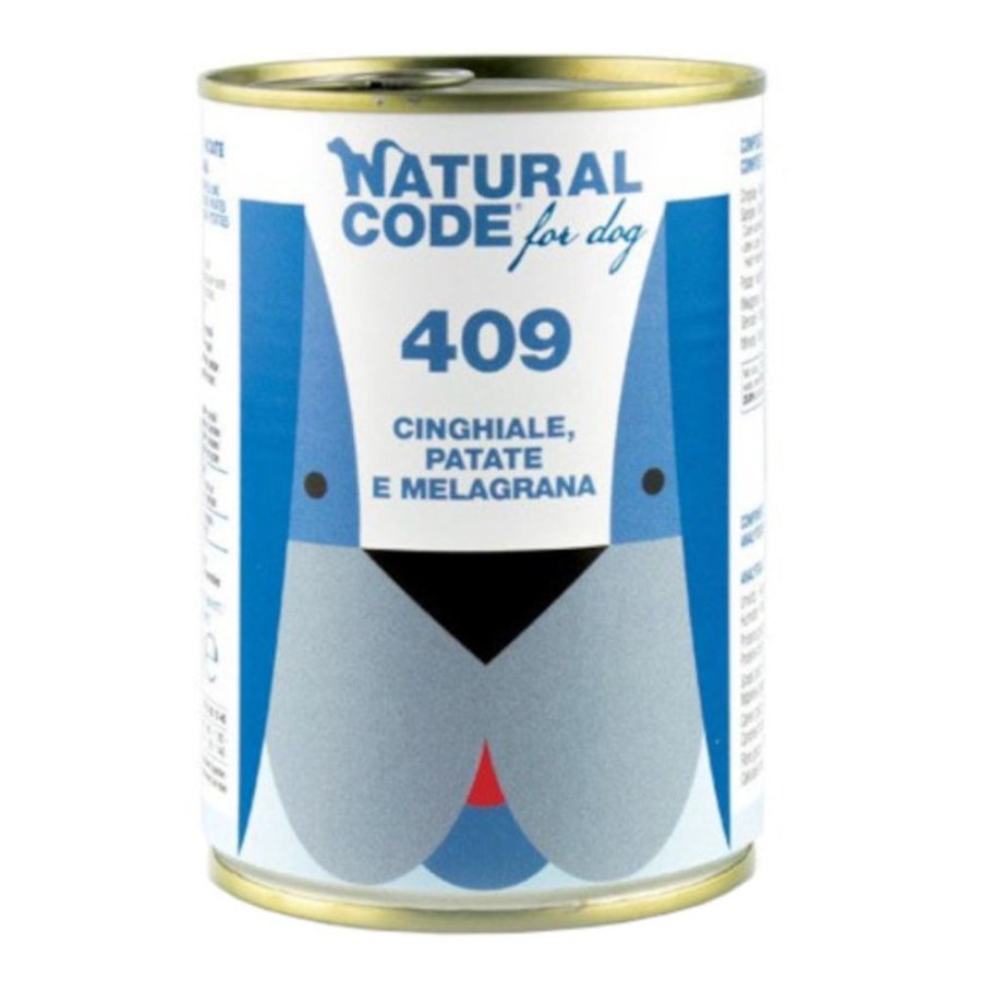 NATURAL CODE CANE 409 CINGHIALE PATATE MELOGRANO 400GR (lattina)