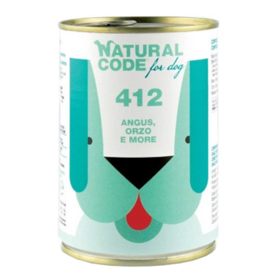 NATURAL CODE CANE 412 ANGUS FARRO MORE 400GR (lattina)