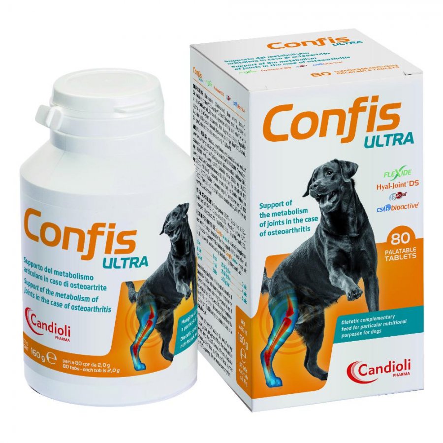 Confis Ultra Integratore per Osteoartrite dei Cani 80 Compresse - Supporto Articolare Potenziato per Cani