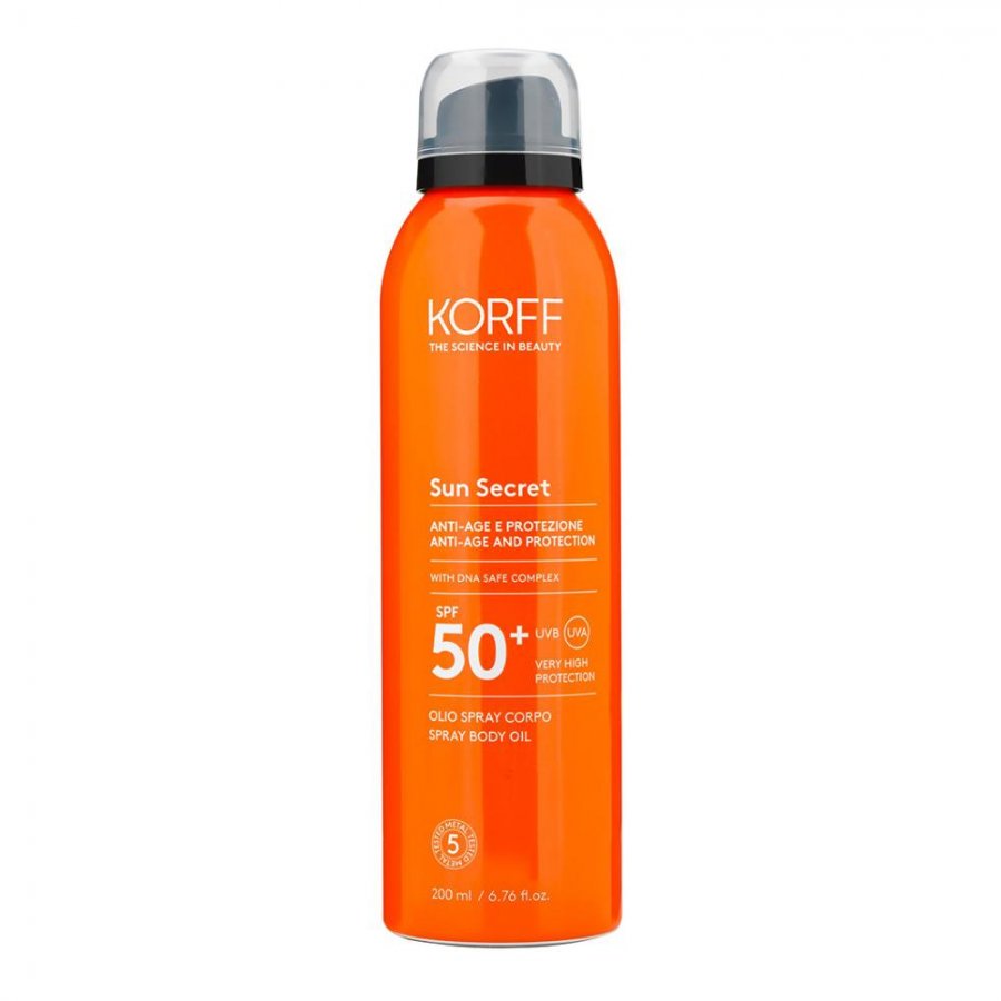 Korff Sun Secret Olio Spray Corpo Dry Touch SPF50+ 200ml - Protezione Solare Leggera
