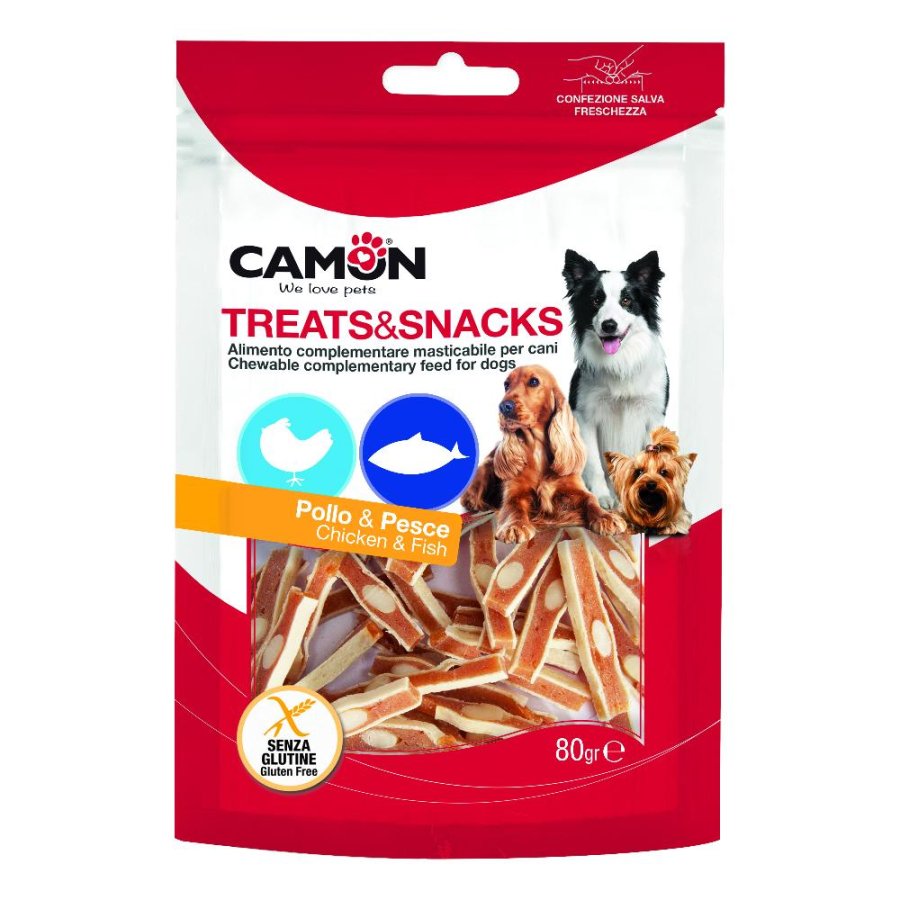CAMON CANE SNACK TREATS POLLO PESCE FORMAGGIO 80GR