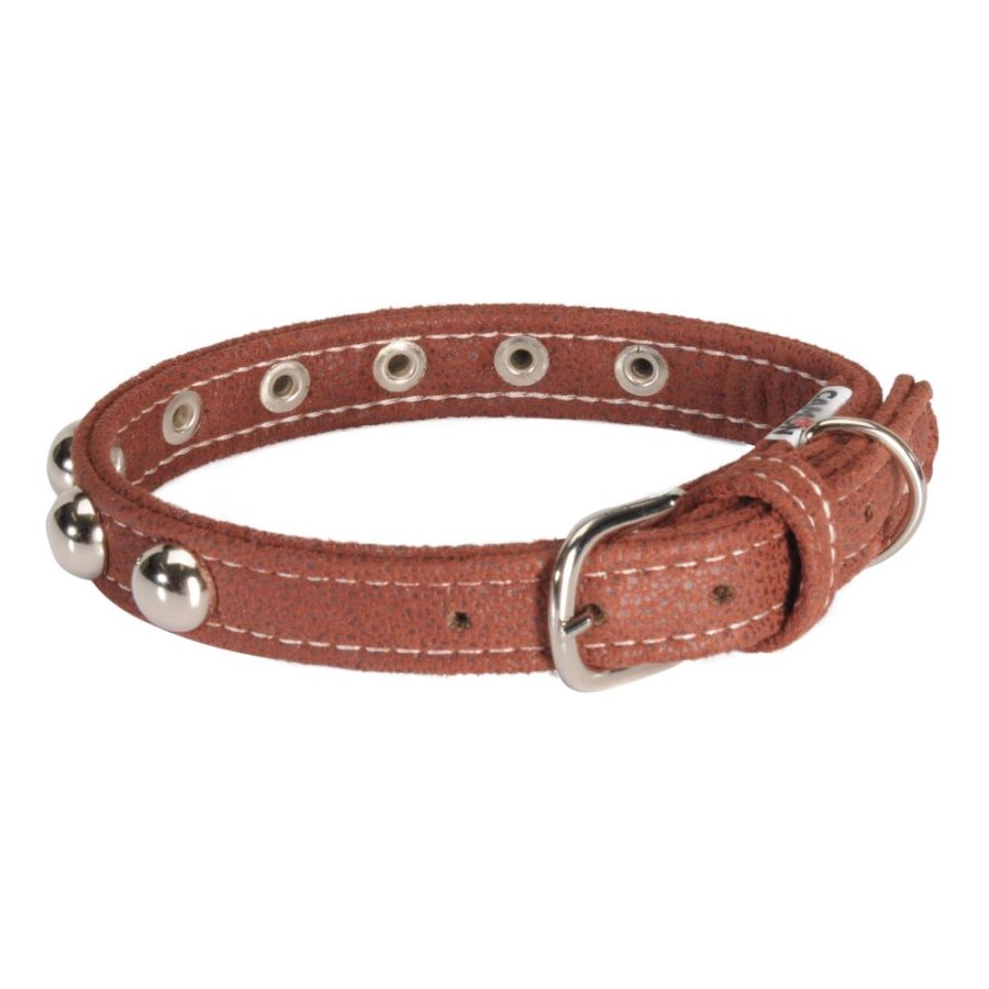 CAMON COLLARE CUOIO FODERATO BORCHIE BORDEAUX 2x45CM