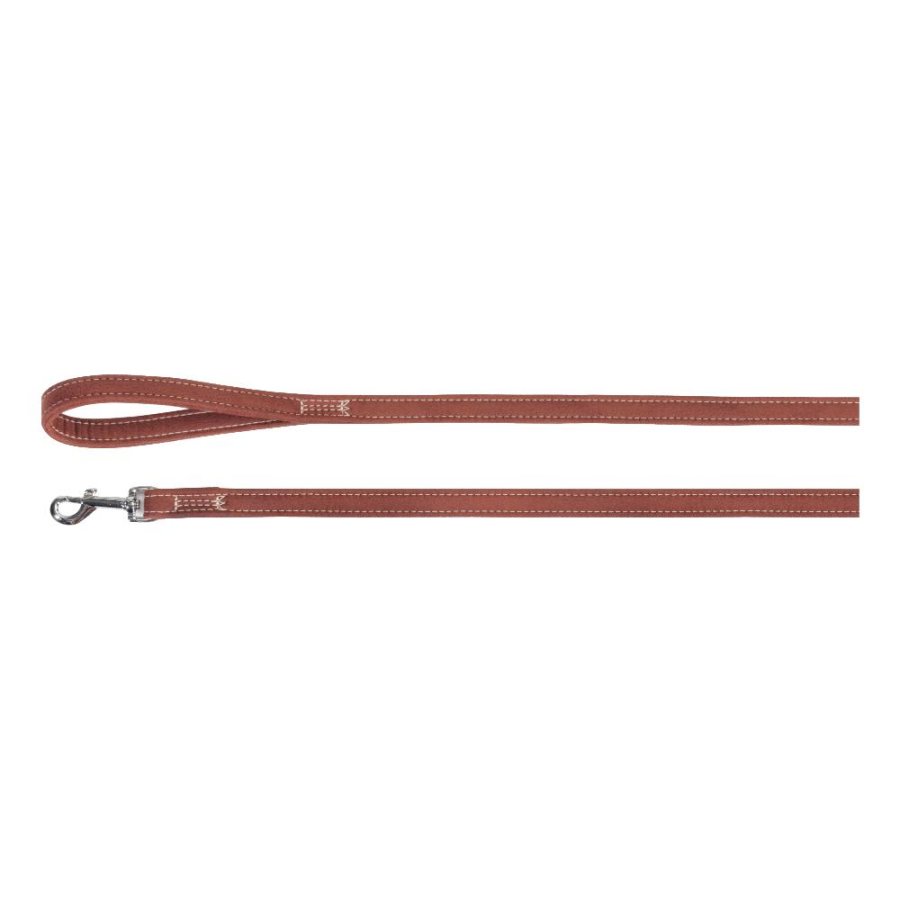 CAMON GUINZAGLIO CUOIO FODERATO BORCHIE BORDEAUX 2x45CM