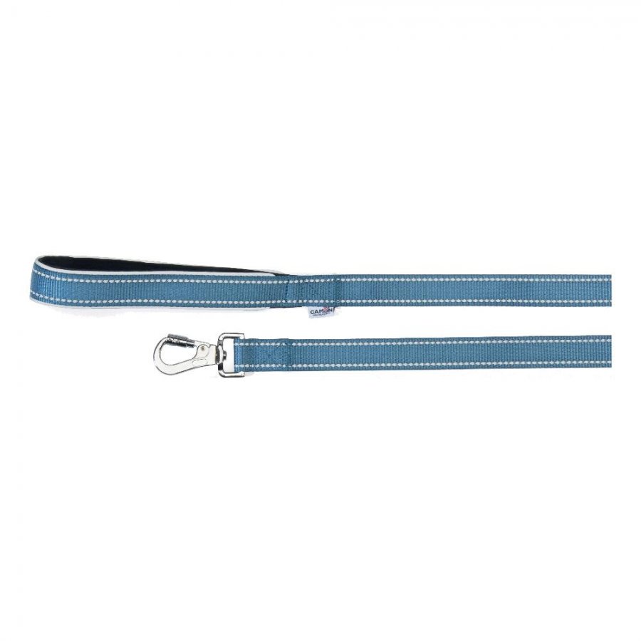 Guinzaglio con Maniglia in Neoprene e Cuciture Reflex Blu 2x120cm - Accessorio per Cani Resistenti