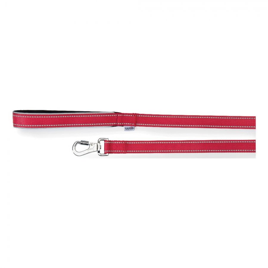 Guinzaglio con Maniglia in Neoprene e Cuciture Reflex Rosso 2x120cm - Accessorio per Cani di Taglia Media e Grande