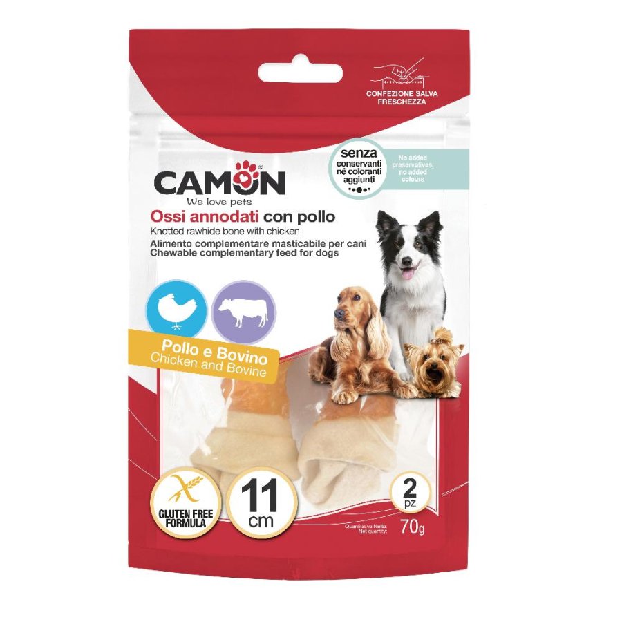 CAMON CANE SNACK OSSO ANNODATO PELLE BOVINA POLLO 11CM 70GR