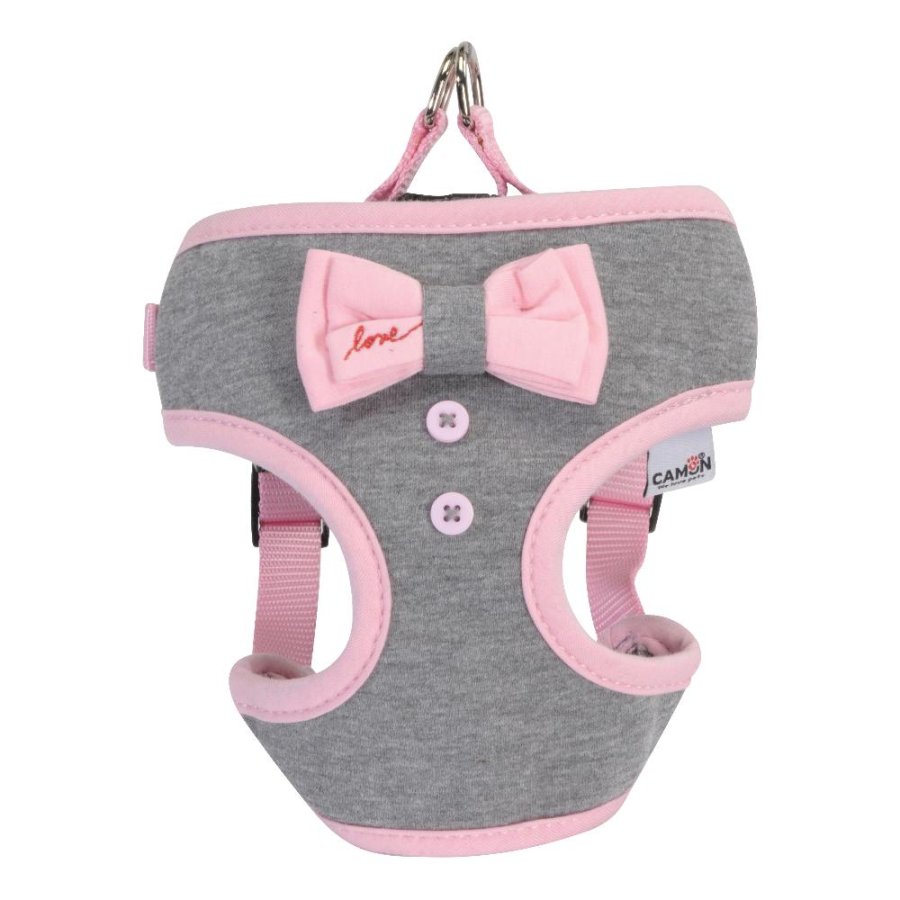 CAMON PETTORINA LOVE GRIGIA FIOCCO ROSA (XXS) 33/41CM