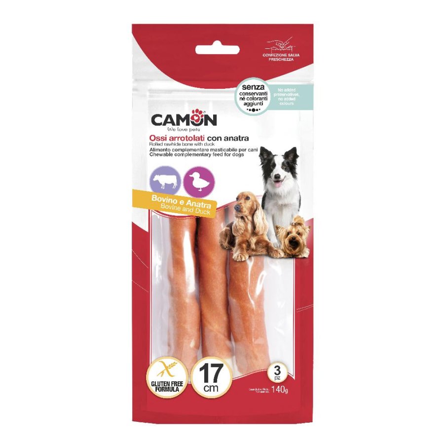 CAMON CANE SNACK ROLLS CON BOVINO ANATRA 17CM 140GR