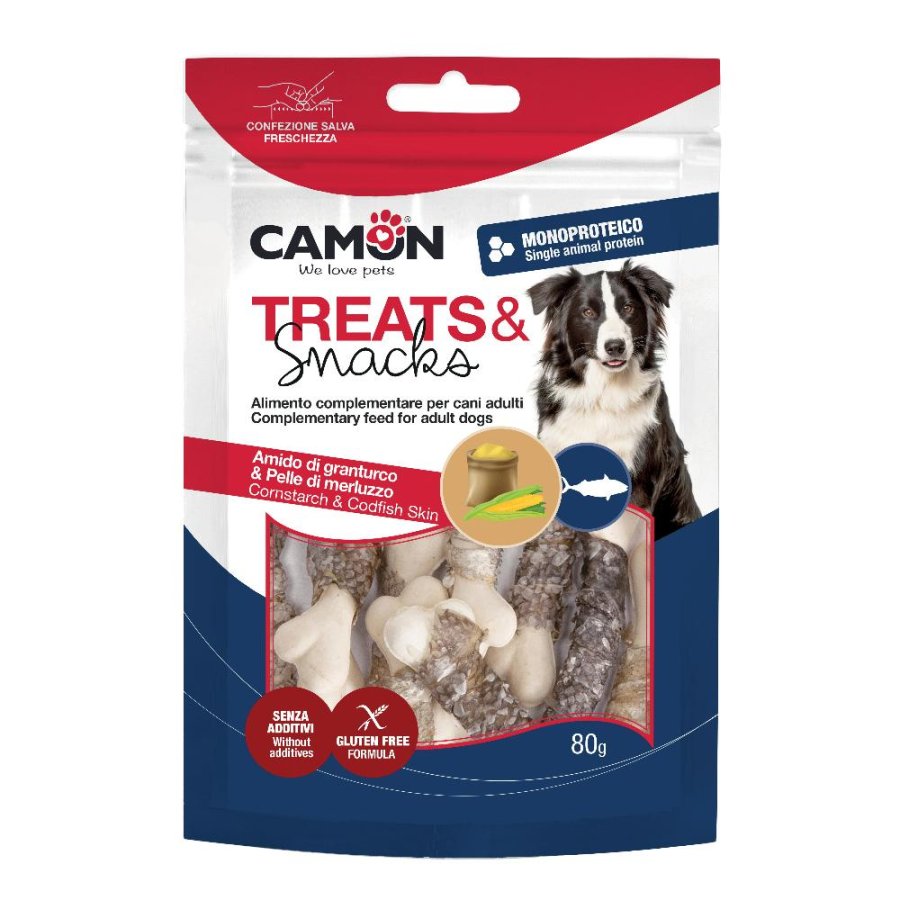 CAMON CANE SNACK TREATS OSSO PELLE SALMONE 14PZ 80GR