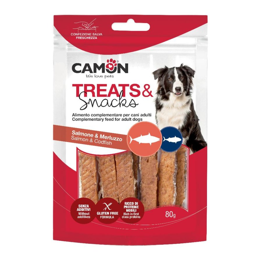 CAMON CANE SNACK TREATS STRIPS SALMONE 80GR