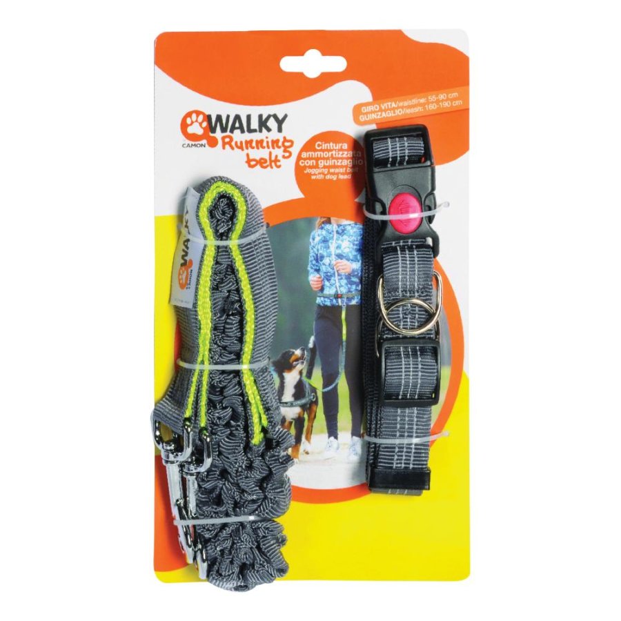 CAMON GUINZAGLIO CINTURA WALKY RUNLEASH REGOLABILE 90/190CM