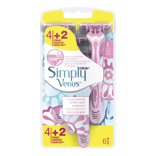 Gillette - Simply Venus 4 Pezzi + 2 Gratis, rasoi donna