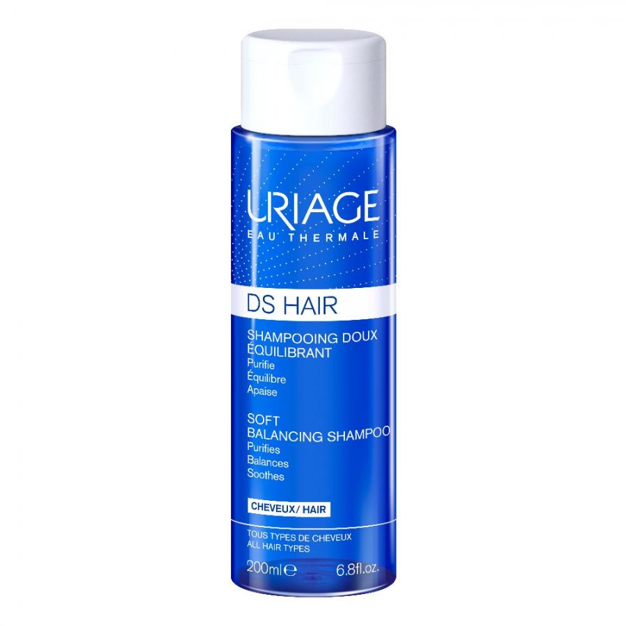 Uriage DS Hair Shampoo Delicato Riequilibrante 200ml - Shampoo Purificante per Equilibrio Naturale del Cuoio Capelluto