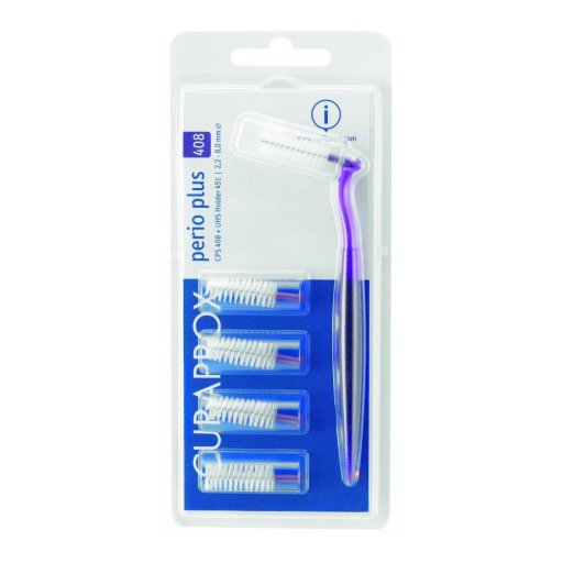 Curaprox CPS 408 Set Perio Plus, Scovolino Interdentale per Spazi Ampi, 5 Scovolini + Supporto, Efficace contro la Placca