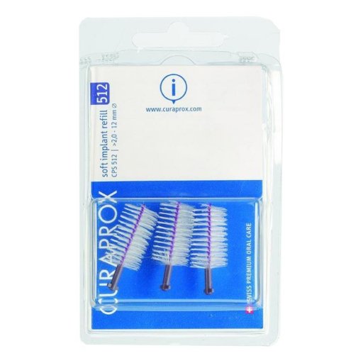 Curaprox CPS Soft Implant CPS 512, Scovolini Interdentali, 5 Pezzi, Pulizia Delicata, Cura degli Impianti