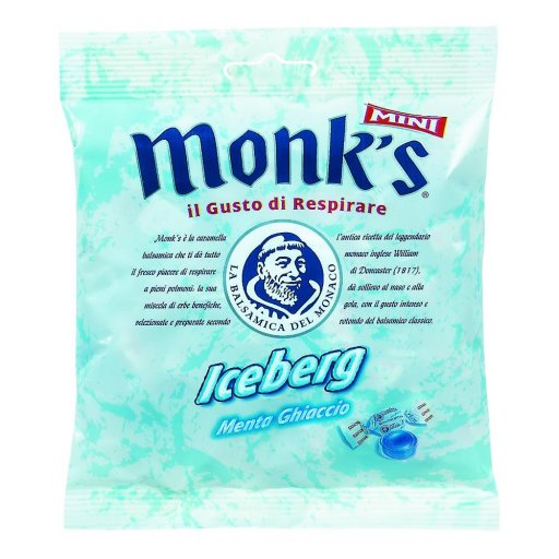 Monks Caramelle Mini Iceberg 60g – Gusto Menta e Ghiaccio, Sollievo Tosse e Mal di Gola