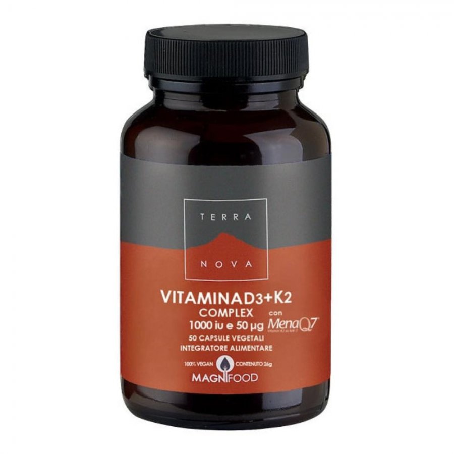 Terranova Vitamina D3 + K2 (1000 IU e 50 mcg) - Integratore di Vitamina D e K - 50 Capsule Vegetali