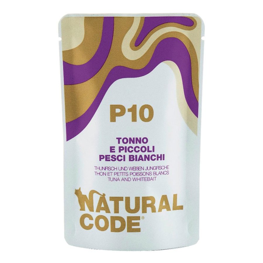 NATURAL CODE GATTO P10 TONNO PESCI BIANCHI 70GR (bustina) NATURAL CODE GATTO P10 TONNO PESCI BIANCHI 70GR (bustina)