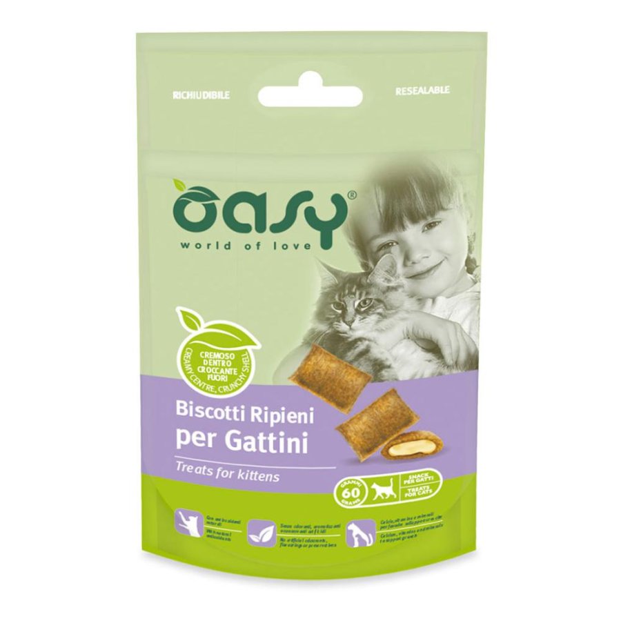 OASY GATTO SNACK BISCOTTI RIPIENI GATTINI 60GR