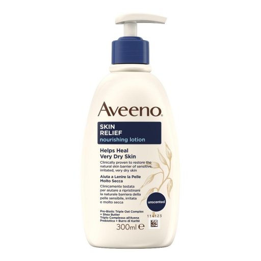 Aveeno Skin Relief Crema Corpo Nutriente per Pelle Secca e Sensibile, all'Avena Prebiotica 300 ml