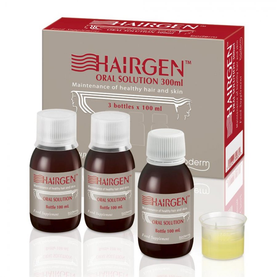 Hairgen Soluzione Orale 3 Flaconi da 100ml - Integratore per la Crescita e la Salute dei Capelli