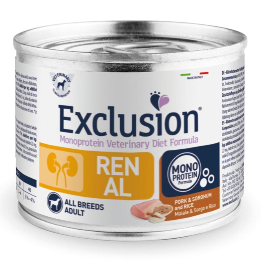 EXCLUSION CANE DIET RENAL ALL BREEDS ADULT MAIALE SORGO RISO 200GR (lattina)