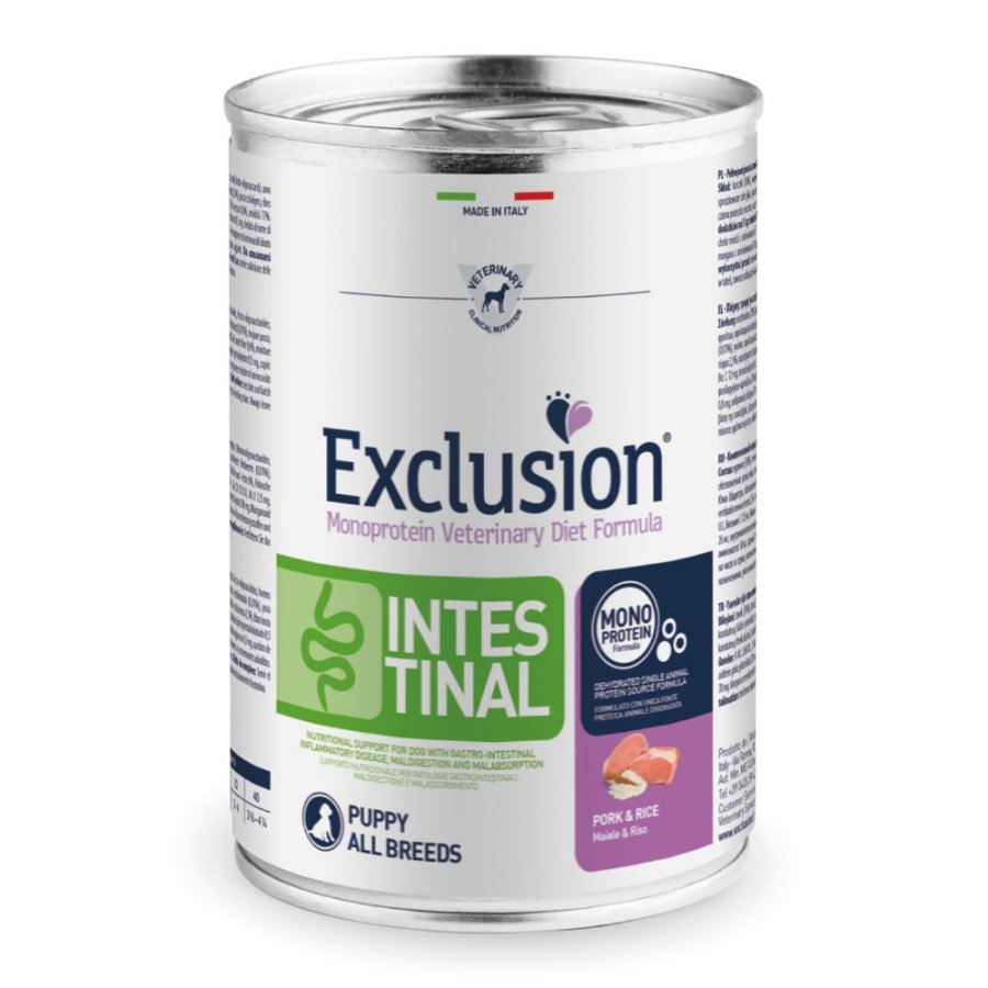 EXCLUSION CANE DIET INTESTINAL ALL BREEDS PUPPY MAIALE RISO 400GR (lattina)