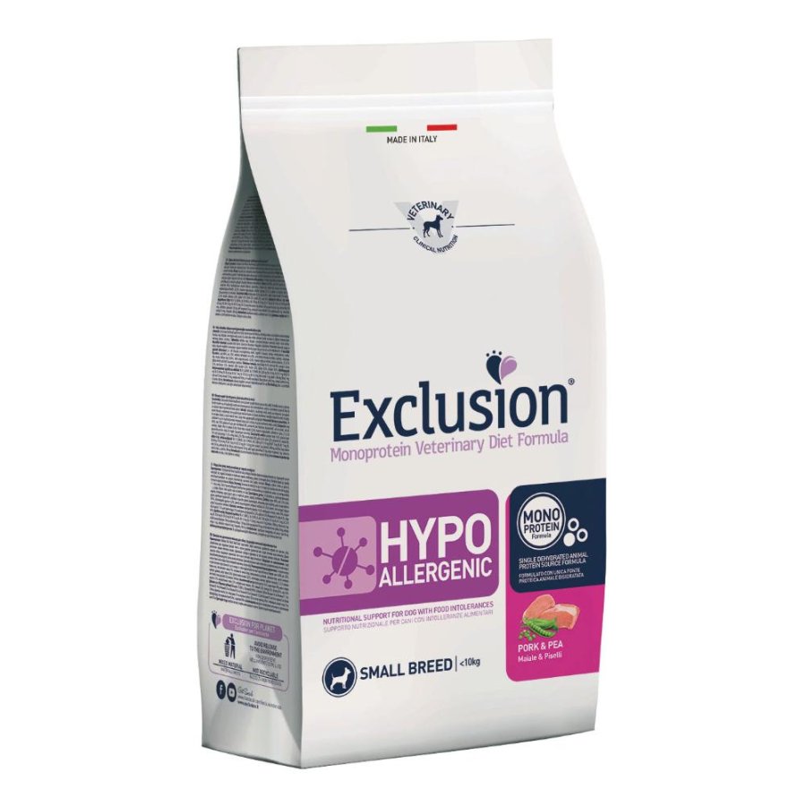 EXCLUSION CANE DIET HYPOALLERGENIC SMALL BREED ADULT MAIALE PISELLI 800GR