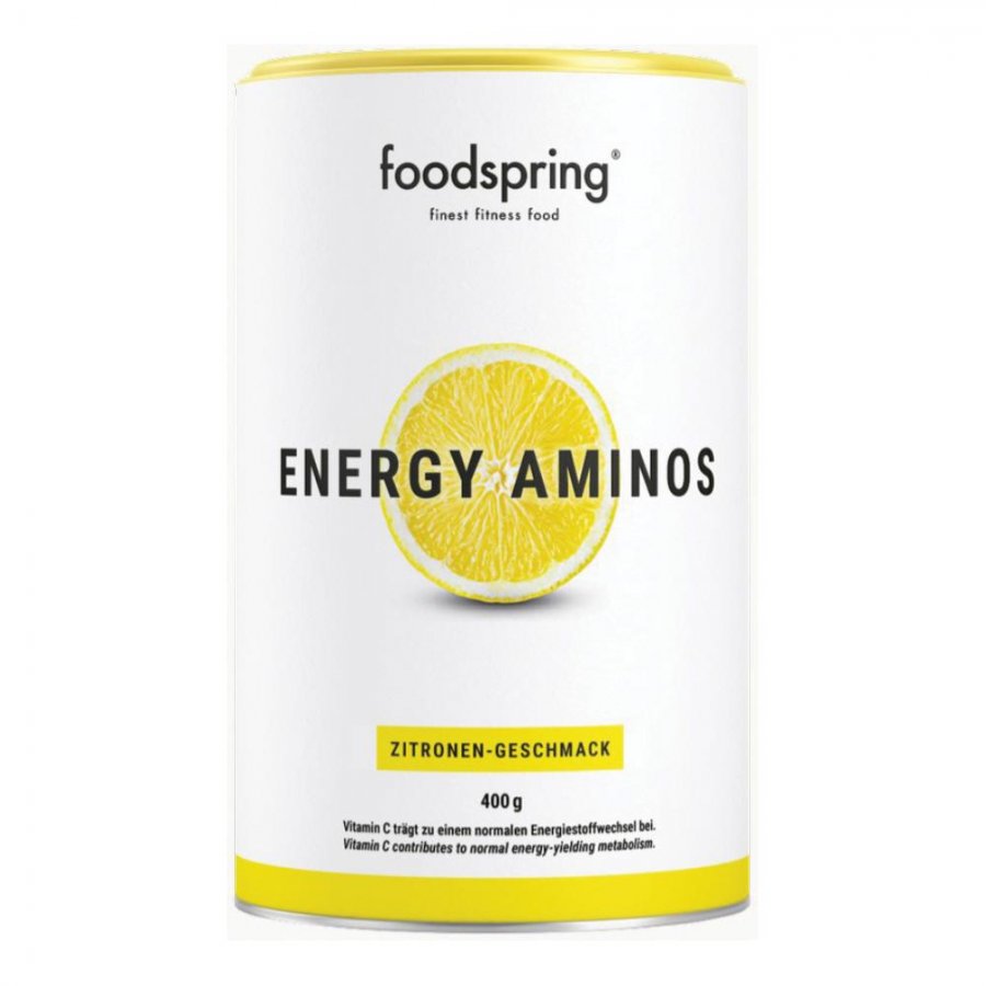 Foodspring Energy Aminos 400g Gusto Limone - Integratore Pre-Allenamento con Aminiacidi, Caffeina e Vitamine