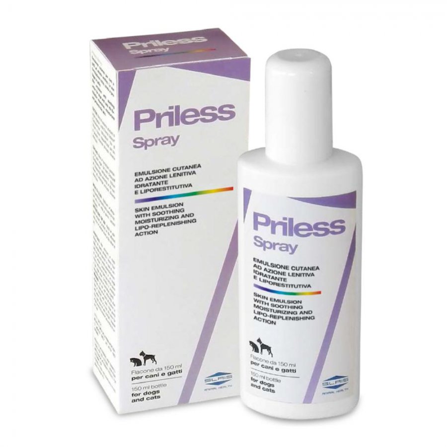Priless Spray Azione Lenitiva, Idratante e Liporestitutiva per Cani e Gatti 150ml - Cura Delicata per Pelle e Pelo