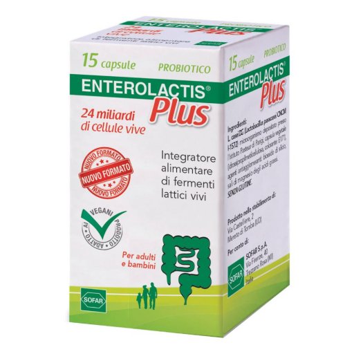 Enterolactis Plus 15 Capsule - Integratore Probiotico per la Salute Intestinale
