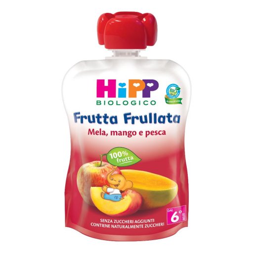 HiPP, Mela Mango Pesca Frutta Frullata Biologica, 90 g
