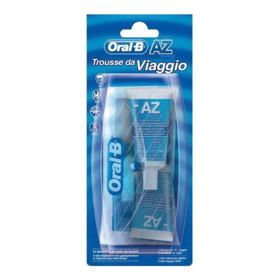 Oral-B - Trousse Da Viaggio - Spazzolino + Dentifricio 2x15ml, Kit Viaggio  Igiene Orale, Spazzolino da Viaggio, Dentifricio da Viaggio.