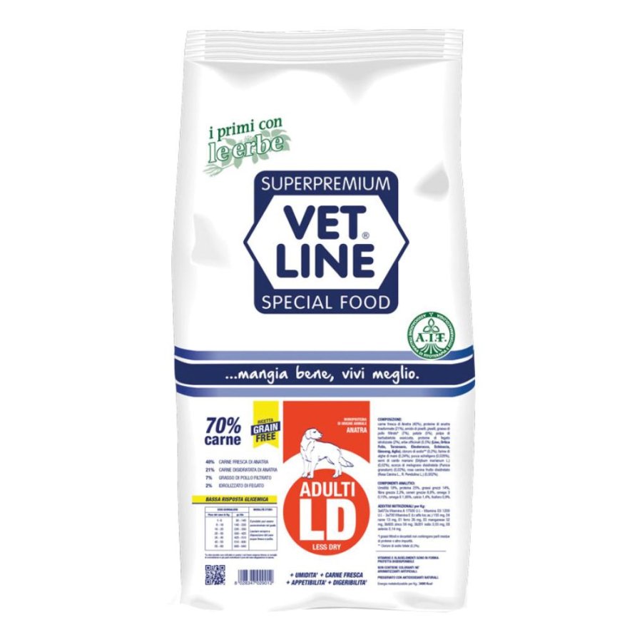 OLISTIKA VET LINE CANE ADULT LD LESS DRY GRAIN FREE ANATRA 1KG