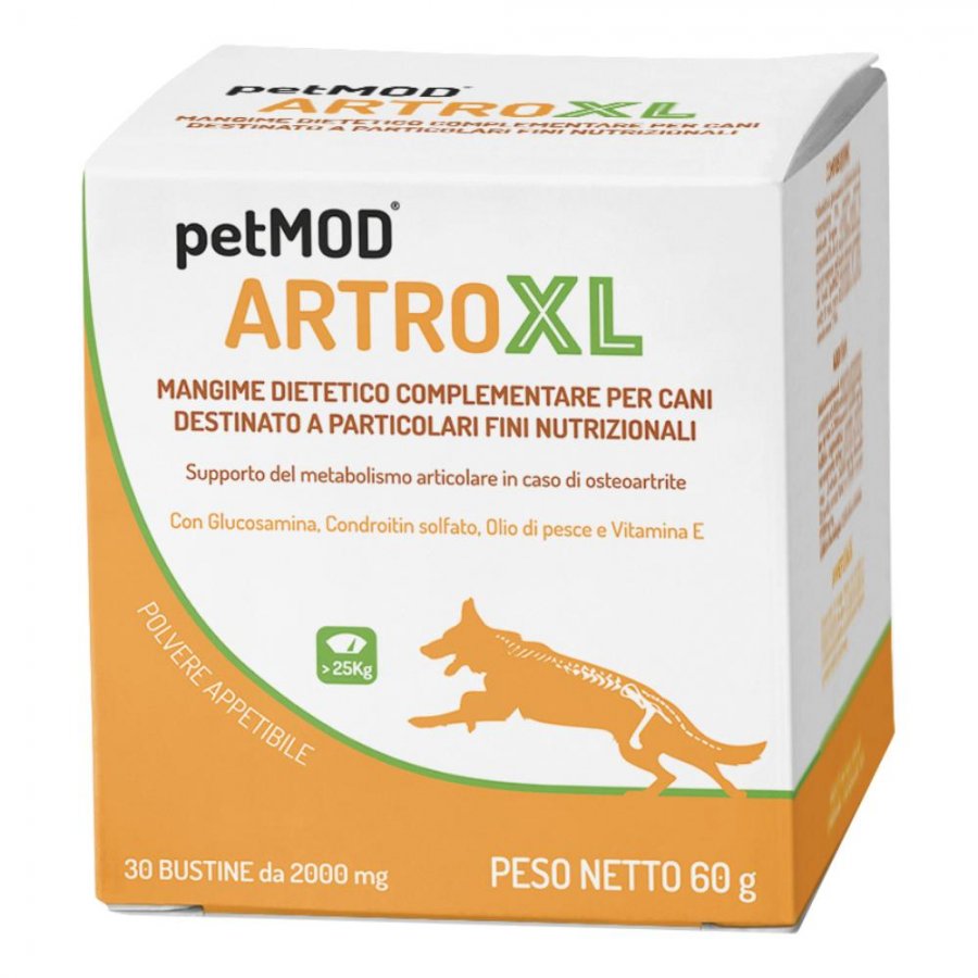 Petmod Artro XL Mangime Complementare per Supporto Metabolismo Articolare Cani 30 Bustine da 2g