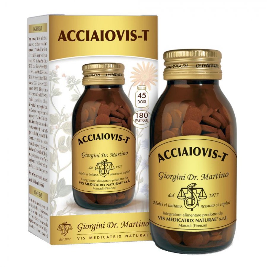 ACCIAIOVIS-T 180PAST - Integratore di Vitamina C e Zinco, 180 Compresse, Supporto per il Sistema Immunitario