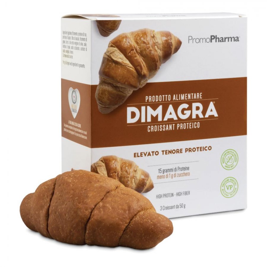 Dimagra Croissant Proteico 3 Pezzi da 50g - Snack Proteico Gustoso e Saziente